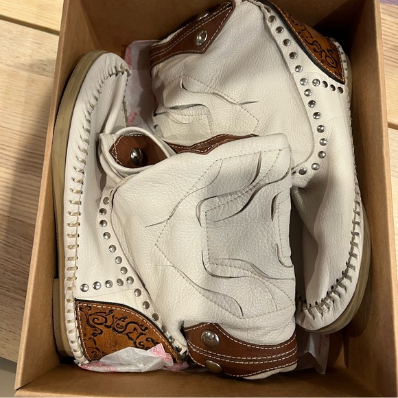 L’Artigiano di Riccione Italian Leather Western Boots Studded Boho Cowboy Sz 37 - Picture 14 of 14